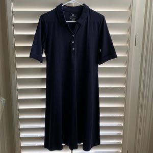 Lands End Navy Blue Cotton Shirt Dress